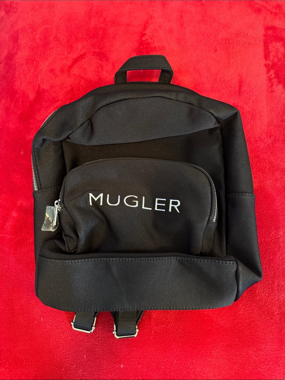 Mugler Black Logo Front-Pocket Backpack